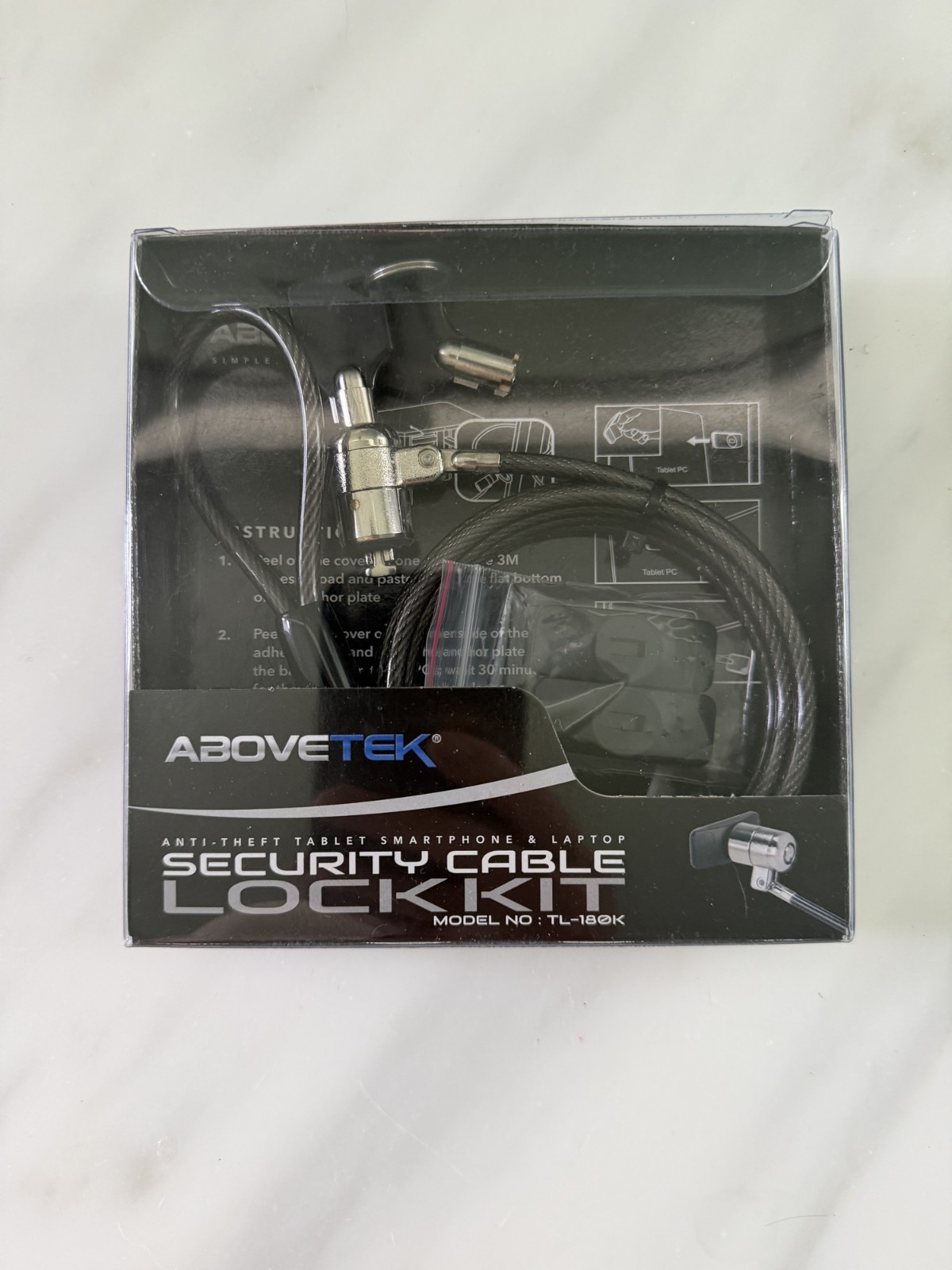 AboveTEK TL-180K Anti-Theft Security Cable Lock Kit for Tablet Phone Laptop NEW