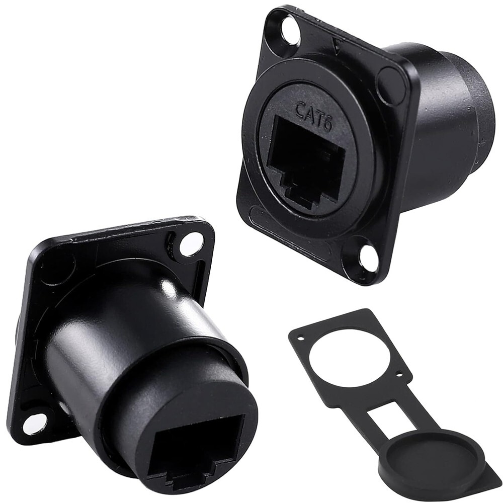 2 Sets RJ45 Panel Mount Coupler Connector CAT6 CAT5E CAT5 Female LAN Socket C356