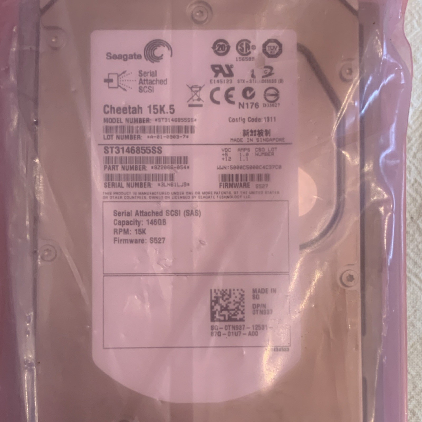 Seagate Cheetah 15K.5 ST3146855SS 146GB 15K RPM SAS 3.5" Internal HDD