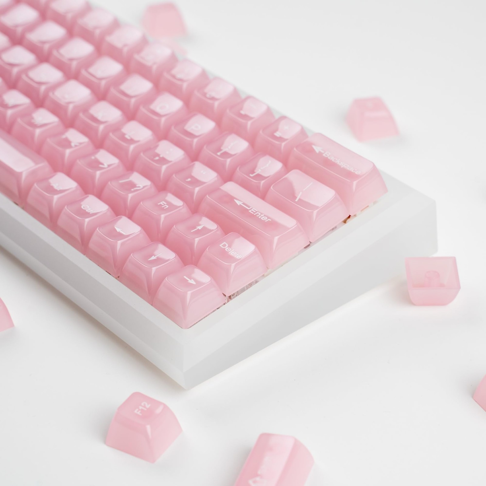 Pink Transparent Clear Jelly Keycaps MDA Profile 115 Keys Custom Mechanical