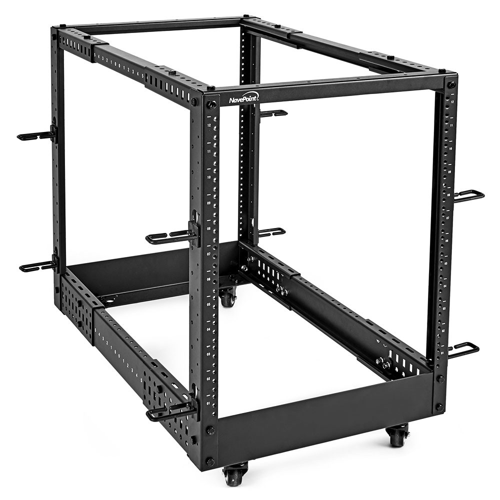 NavePoint 4-Post Open Frame Racks 19-inch Standard, Adjustable 22"-40",