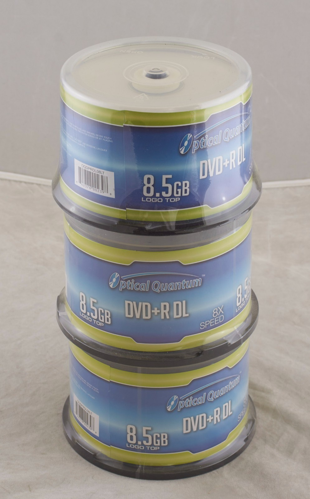 3x50 Optical Quantum 8x 8.5GB DVD+R DL Double Layer Logo Top Discs OQDPRDL08LT