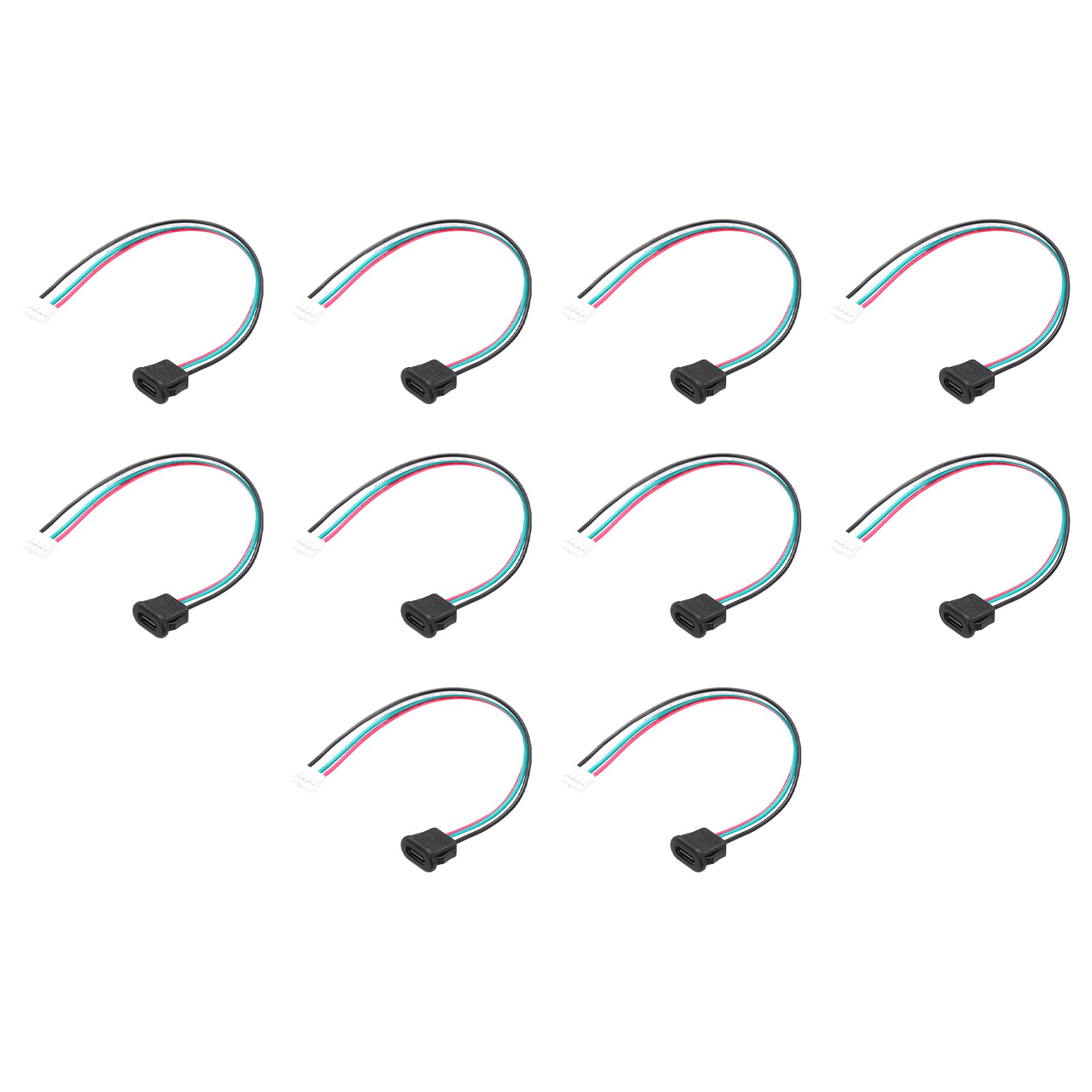 10pcs Type-C to PH2.0 Extension Cable, Square Female USB-C Socket to 4 Pin, 6"