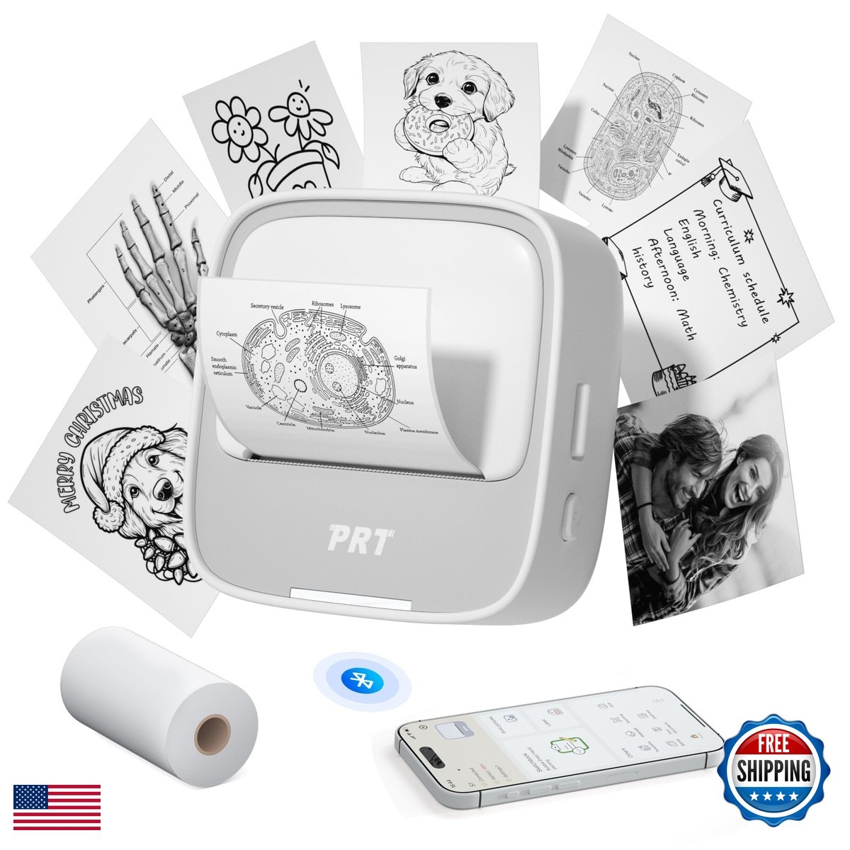 PRT Sticker Printer, Mini Thermal Printer Bluetooth Portable Sticker Maker 1