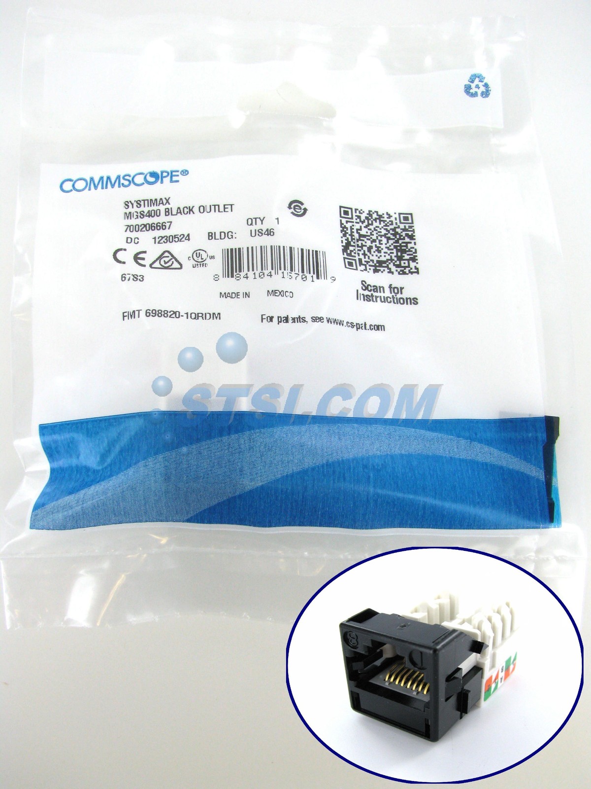 Commscope/Systimax GigaSpeed Cat6 Modular Jack, Black MGS400-003 ~STSI