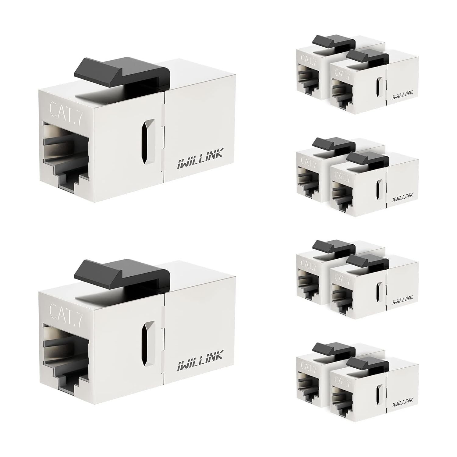 10Gbps CAT7 Coupler RJ45 Keystone Shielded Coupler 10-Pack, Ethernet Coupler, Fe