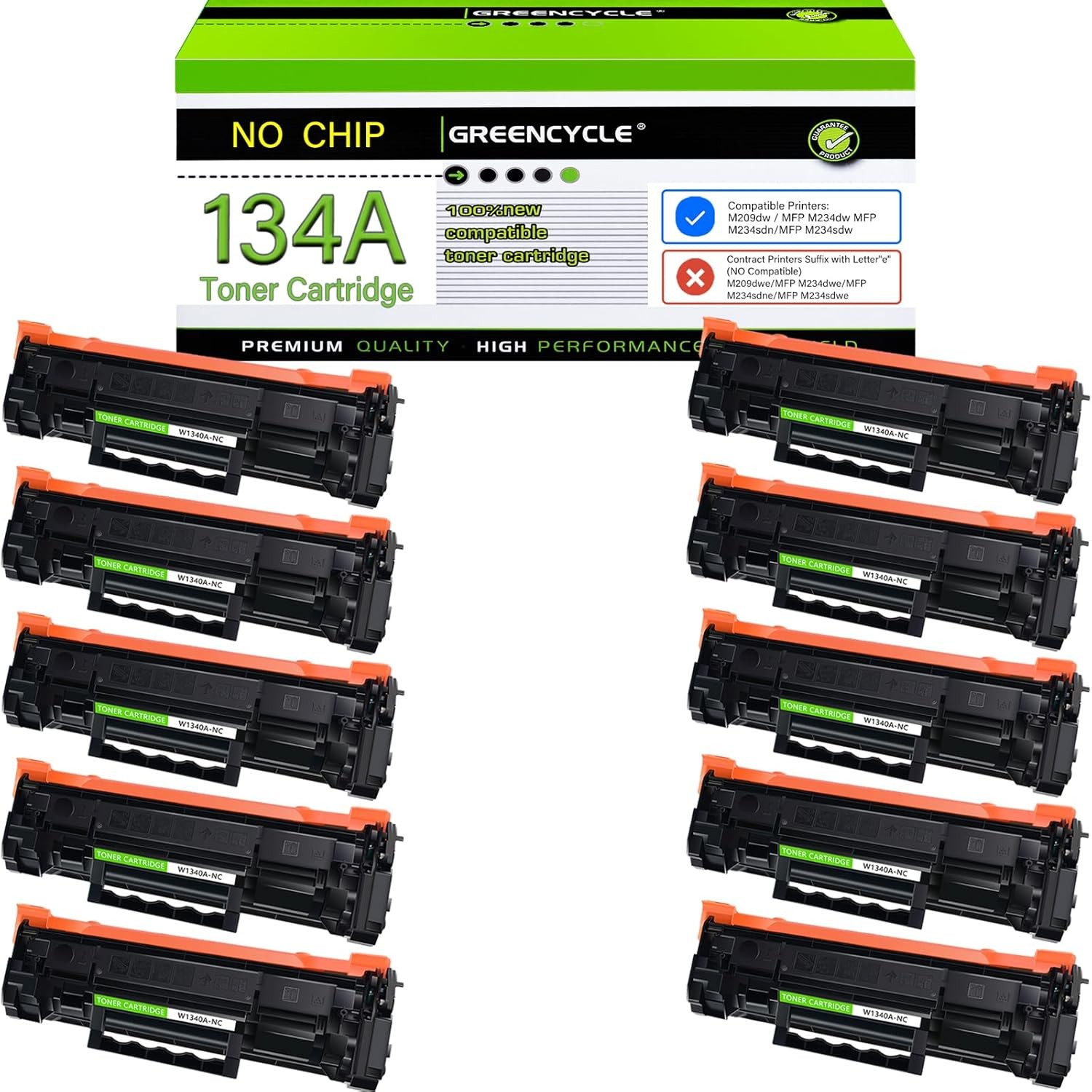 10PK 134A W1340A NO Chip Toner Compatible For HP LaserJet MFP M234sdn M234sdne