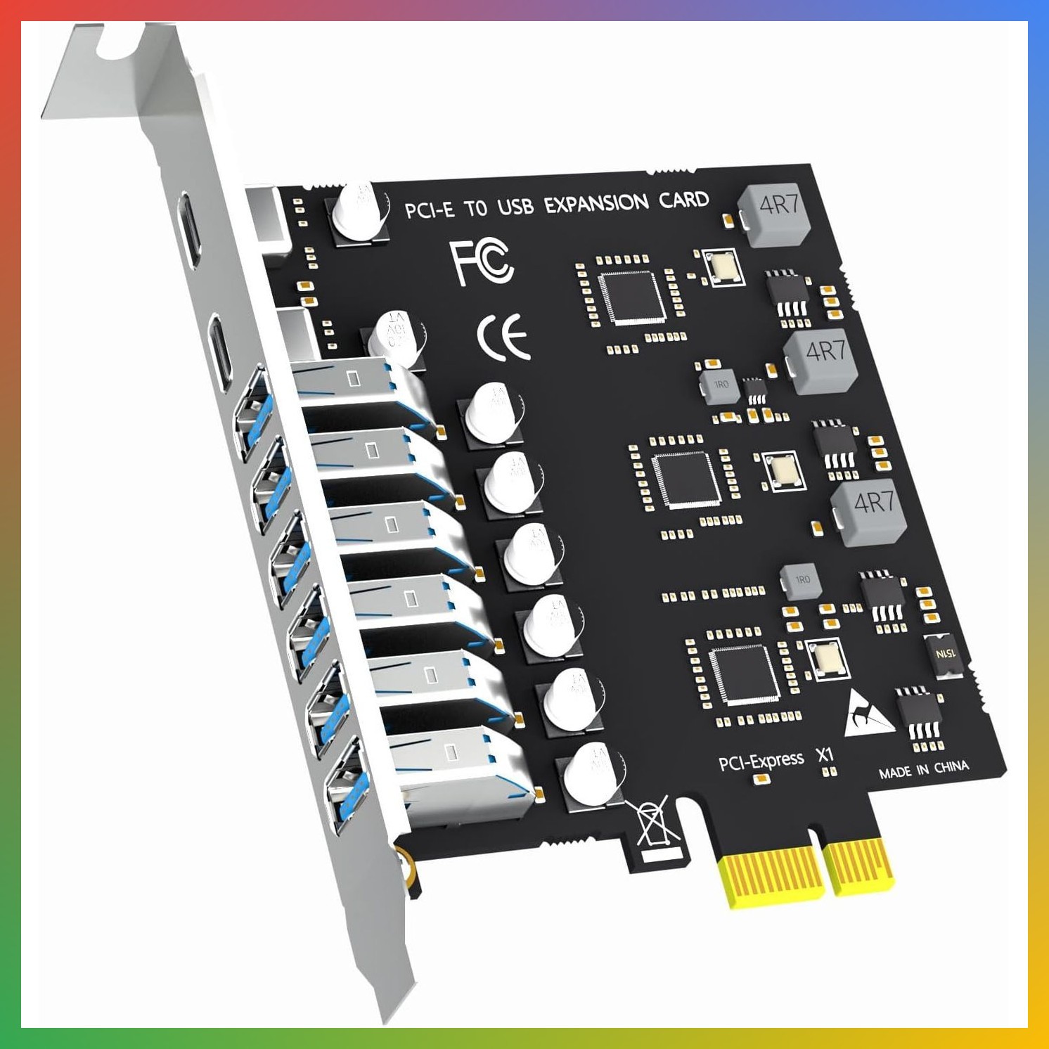 8 Port 5Gbps PCIe USB 3.0 Card 2 USB-C 6 USB-A Expansion for Desktop