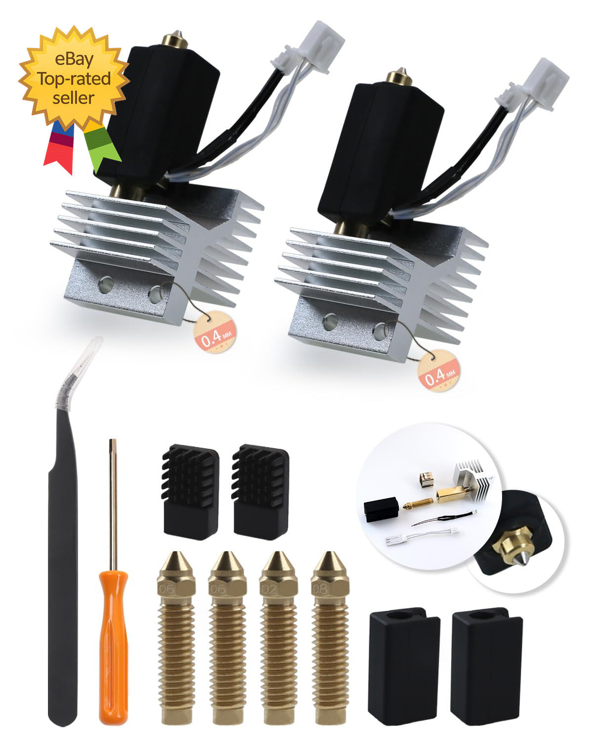 Ceramic Hotend Upgrade Kit 2 Pack for Elegoo Centauri Carbon Nozzle Set Tools
