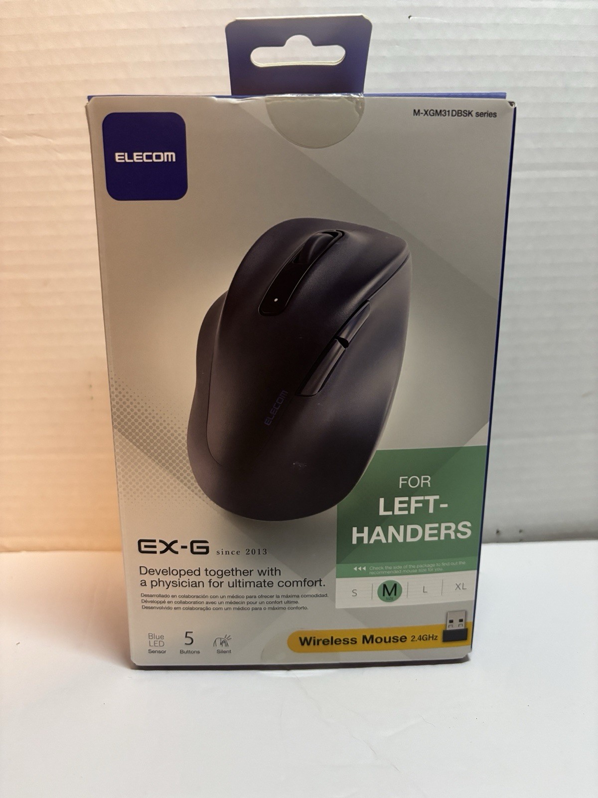 Elecom Wireless Mouse EX-G for Left-Handers – 2.4GHz Quiet M Size 5-Button Black