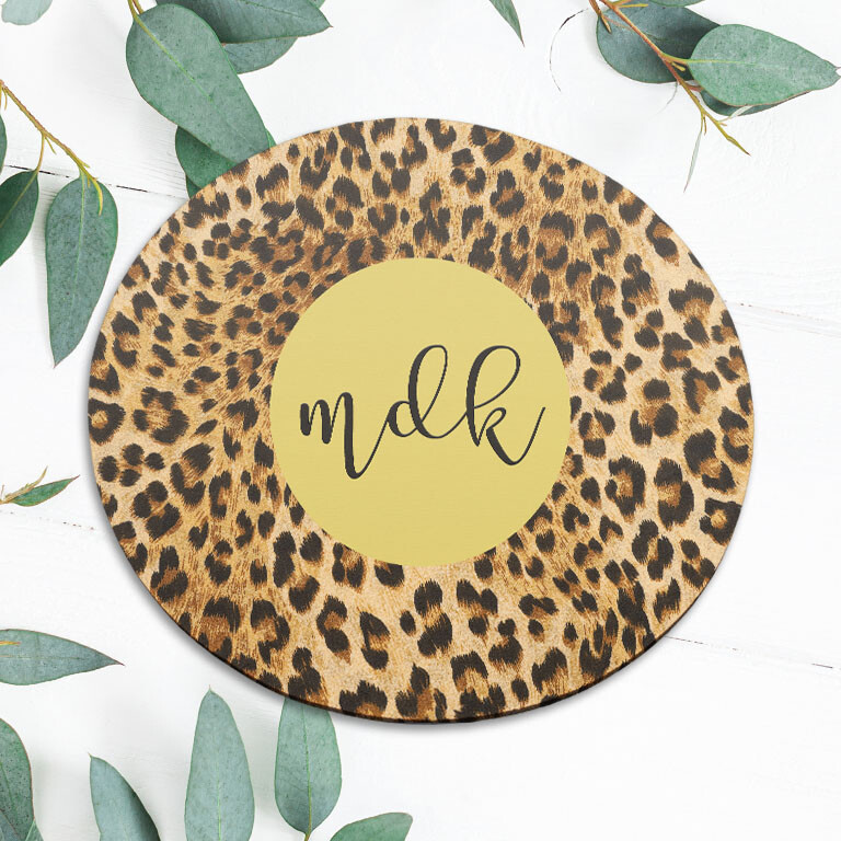 Custom Cheetah Leopard Monogram Mouse Pad Mat Office Desk Table Accessory Gift