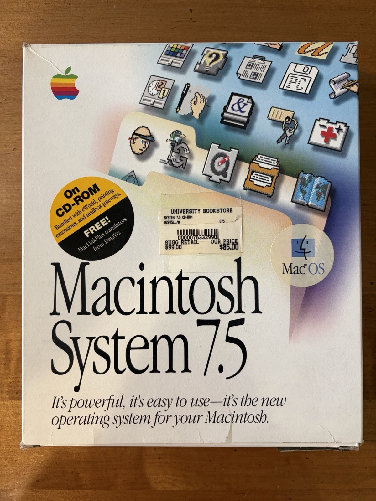Apple Macintosh System 7.5 Vintage 1994 Mac OS 2 Original CDs Box Manual