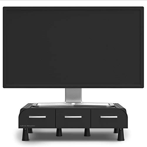 Mind Reader Monitor Stand, Laptop Riser, Desktop Organizer, Storage Drawer, Offi