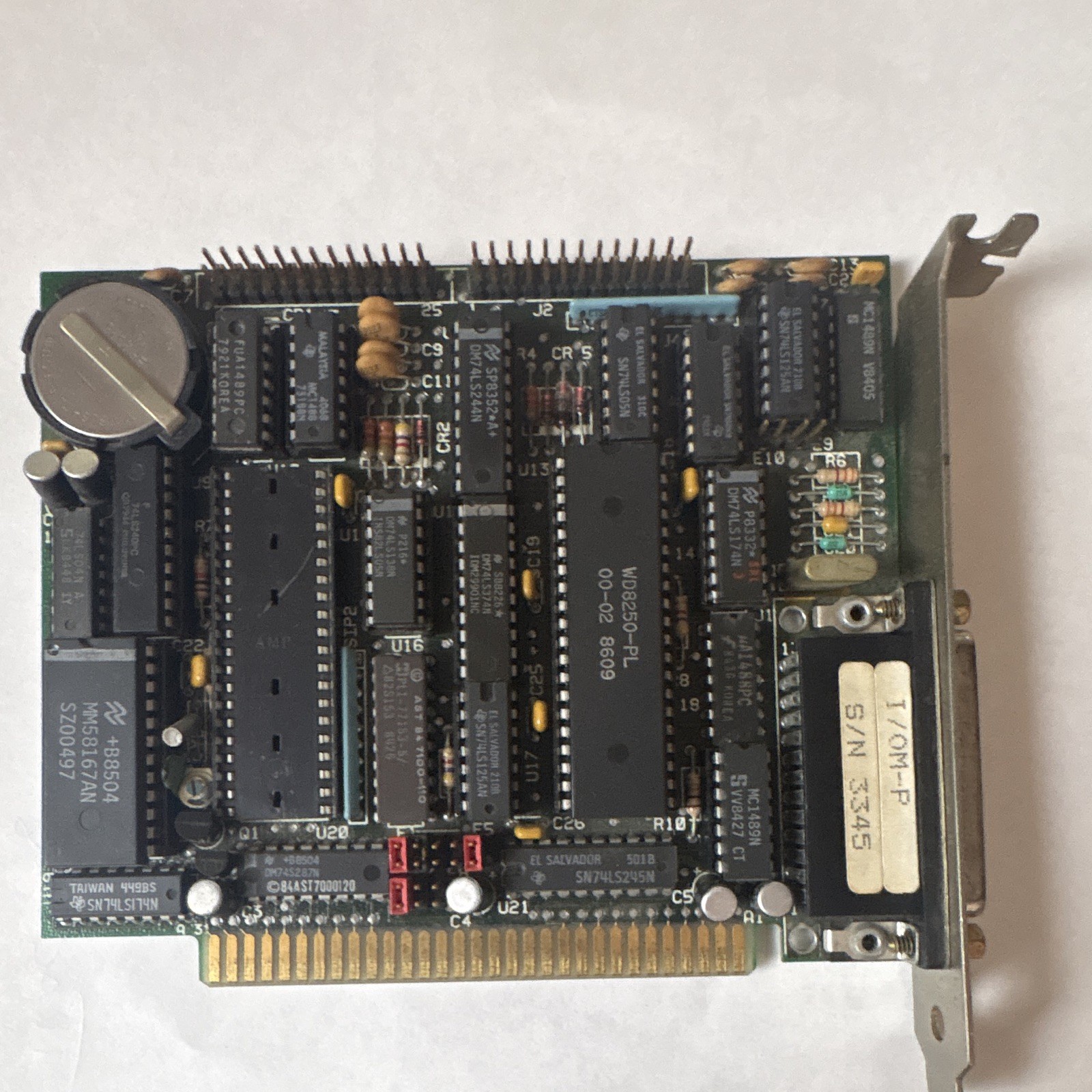 AOX ACIO-CLKIO 980-1369-00A Vintage 8-Bit ISA Multi-I/O Card WD8250-PL RTC