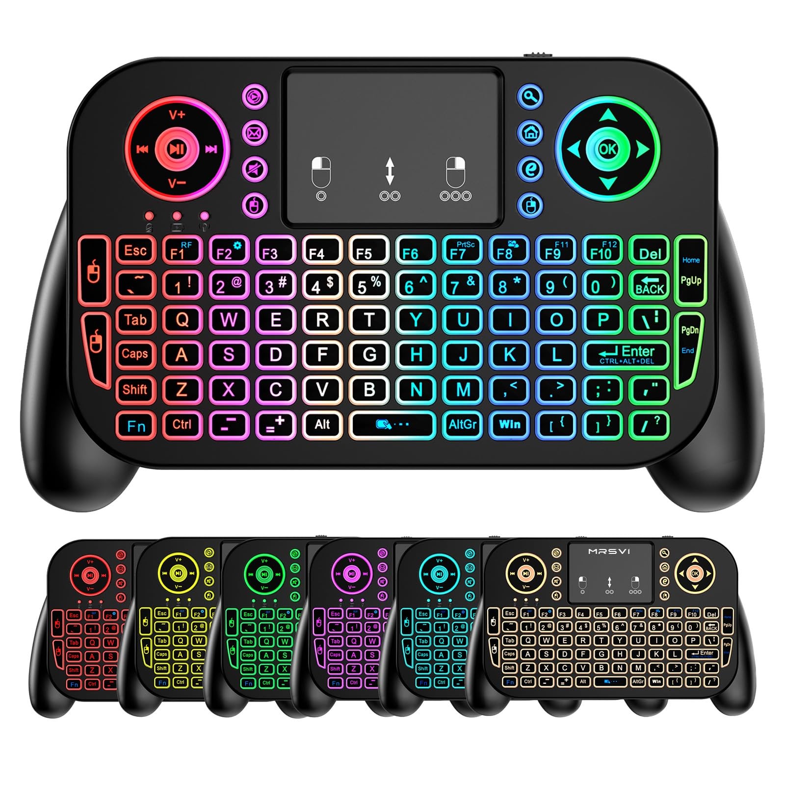 MRSVI Mini Keyboard with Touchpad-2.4GHz & Bluetooth Dual-Mode,7-Color Backli...