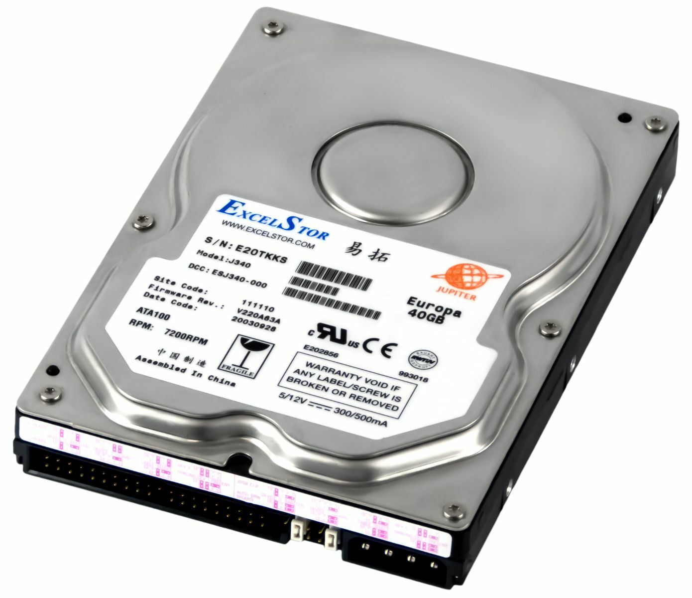 EXCELSTOR EUROPA J340 40GB 7.2K 2MB 3.5" IDE Internal Desktop HDD Silver