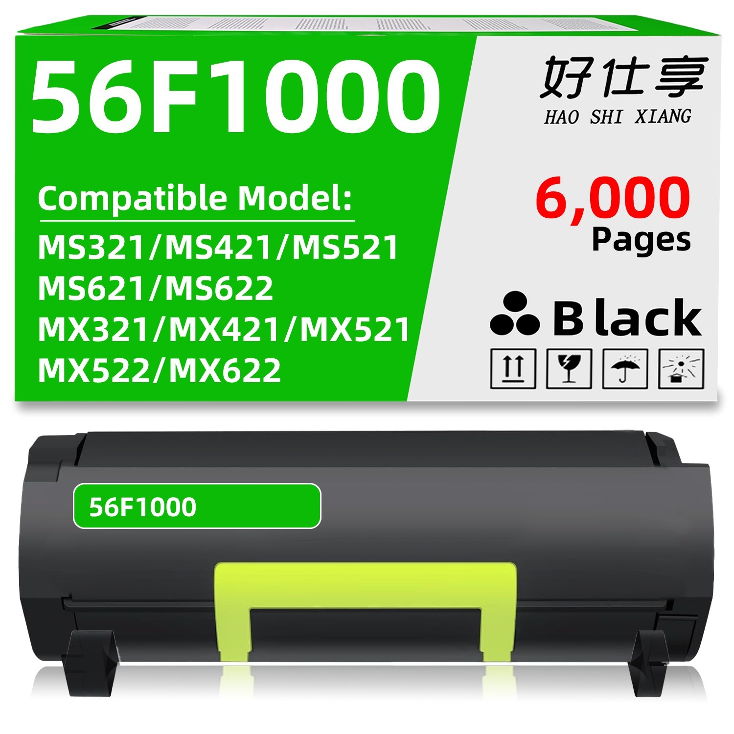 56F1000 Toner Cartridge Compatible for Lexmark MS321 MS421 MS521 MS621 MS622