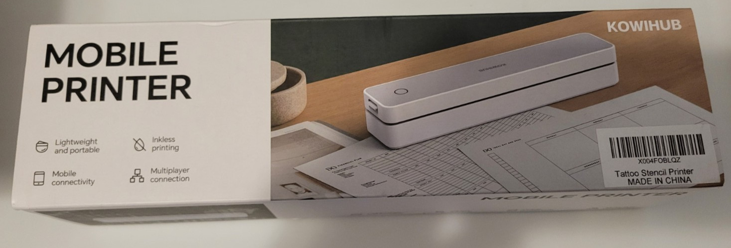 Kowihub Mobile Printer Portable Lightweight Inkless Thermal New - Tattoo Stencil