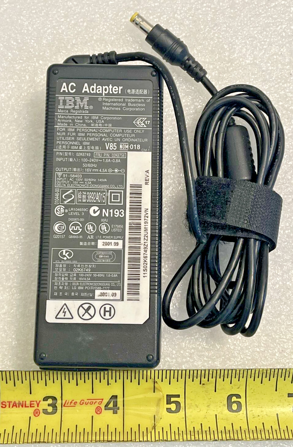GENUINE IBM AC ADAPTER 02K6749 OUTPUT: 16V - 4.5A