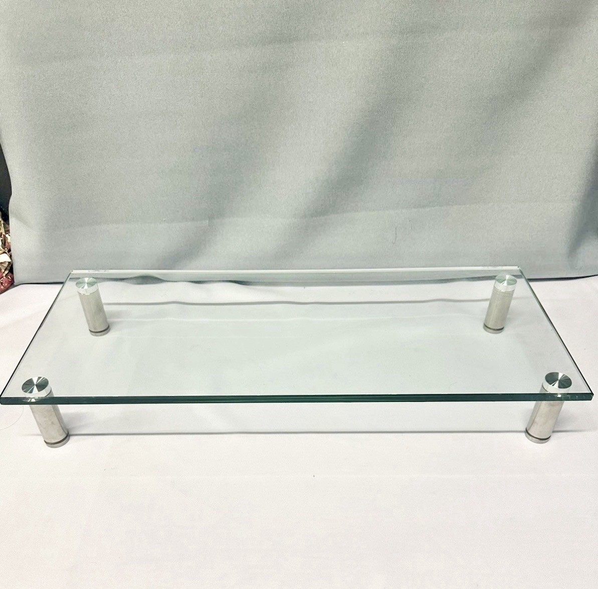 Monoprice Multimedia Desktop Monitor Stand - Clear Glass, Large 22” X 9.4”