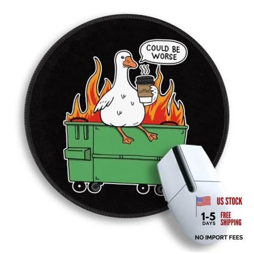 Funny Goose Small Mouse Pad, 8.6 Inch Round Office Desk Mat Funny Goose Coffee