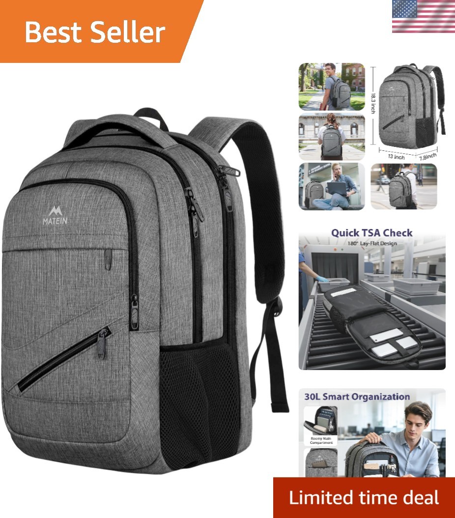 Water Resistant 17 Inch Laptop Backpack for Business & Travel - TSA Friendly