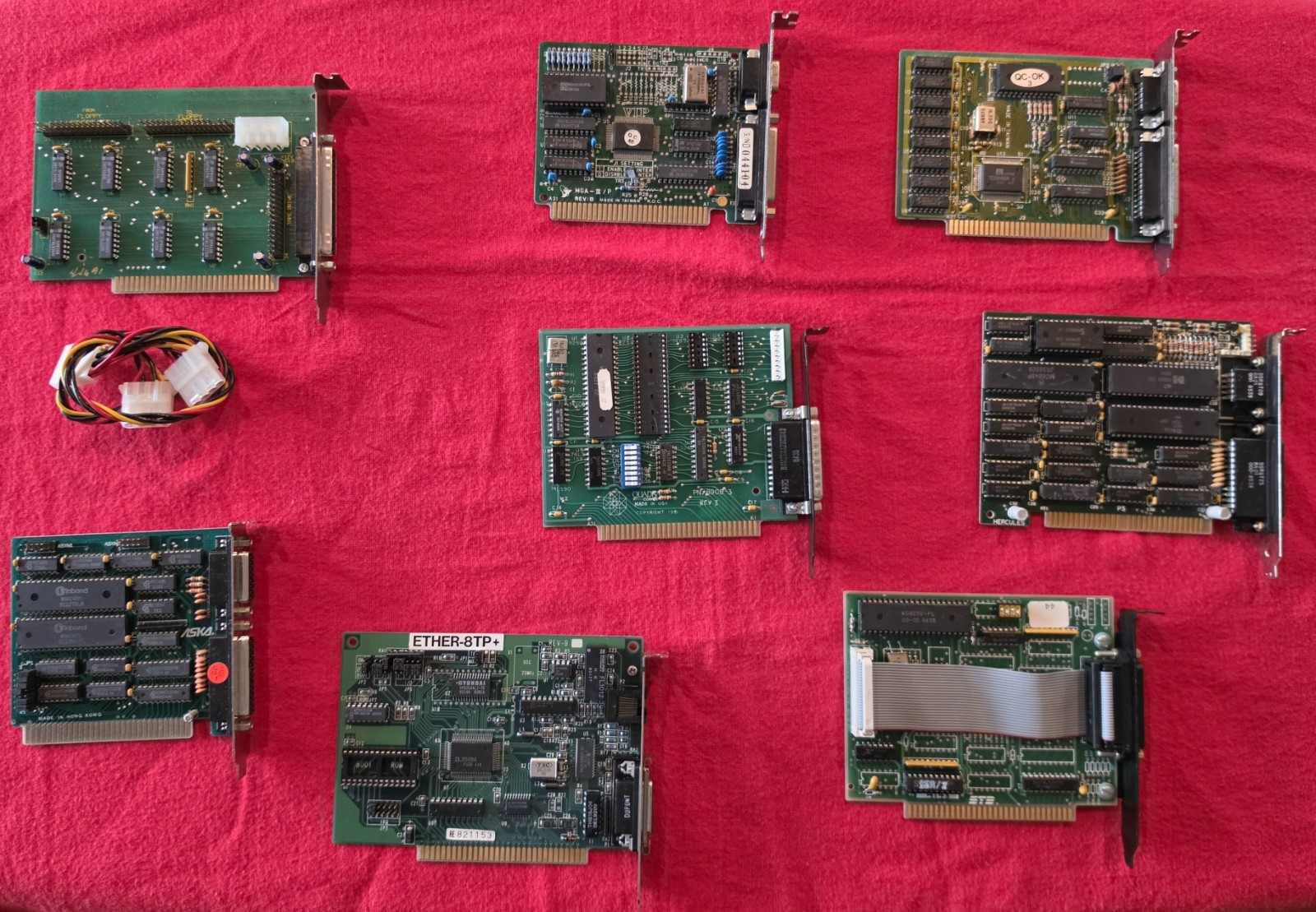 Lot 8 Vintage ISA Computer Expansion Cards VGA Video Network Parallel Retro PC