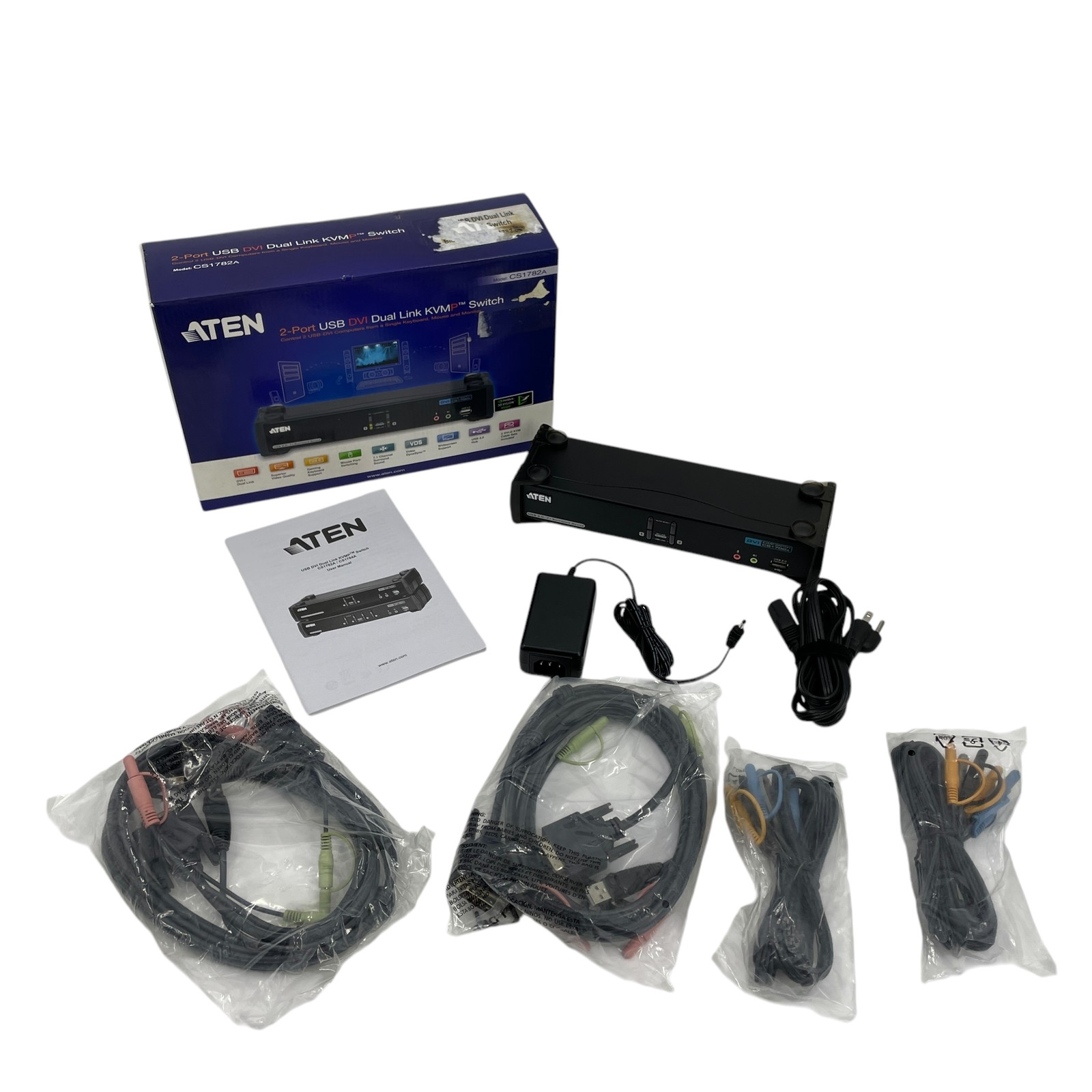 Aten 2-Port USB DVI Dual Link KVMP Switch Model CS1782A #BU2397 (TC)