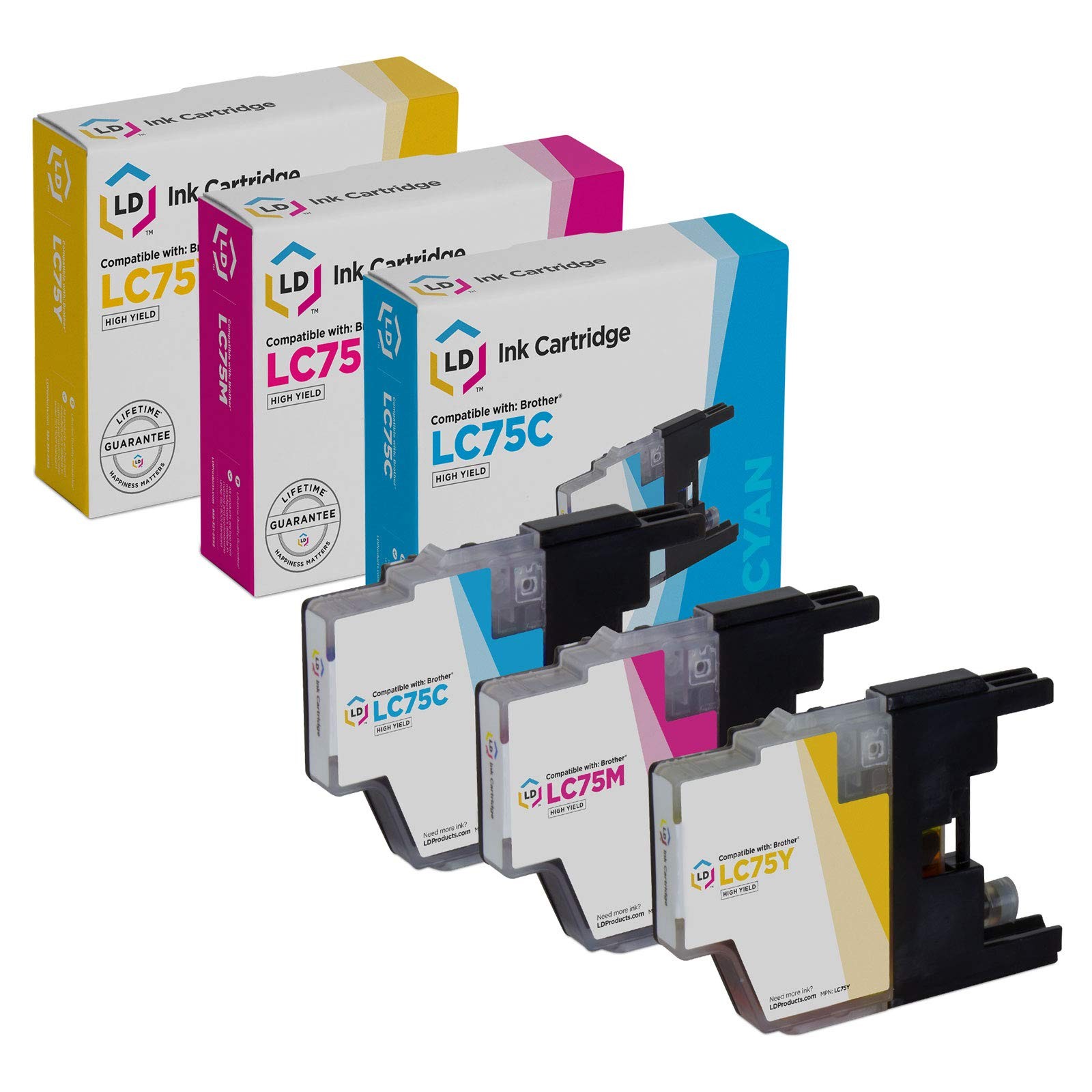 LD For Brother LC75 3pk HY Ink LC75C LC75M LC75Y MFC-J430W MFC-J435W