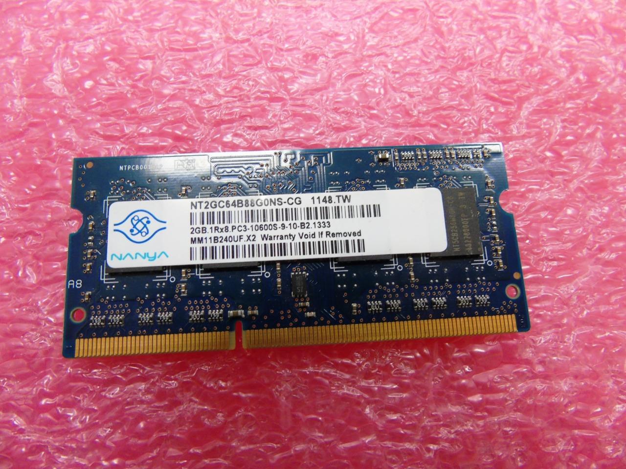 Nanya Laptop Memory RAM 2GB DDR3 PC3-10600S 204 Pins 1333MHz - NT2GC64B88G0NS-CG
