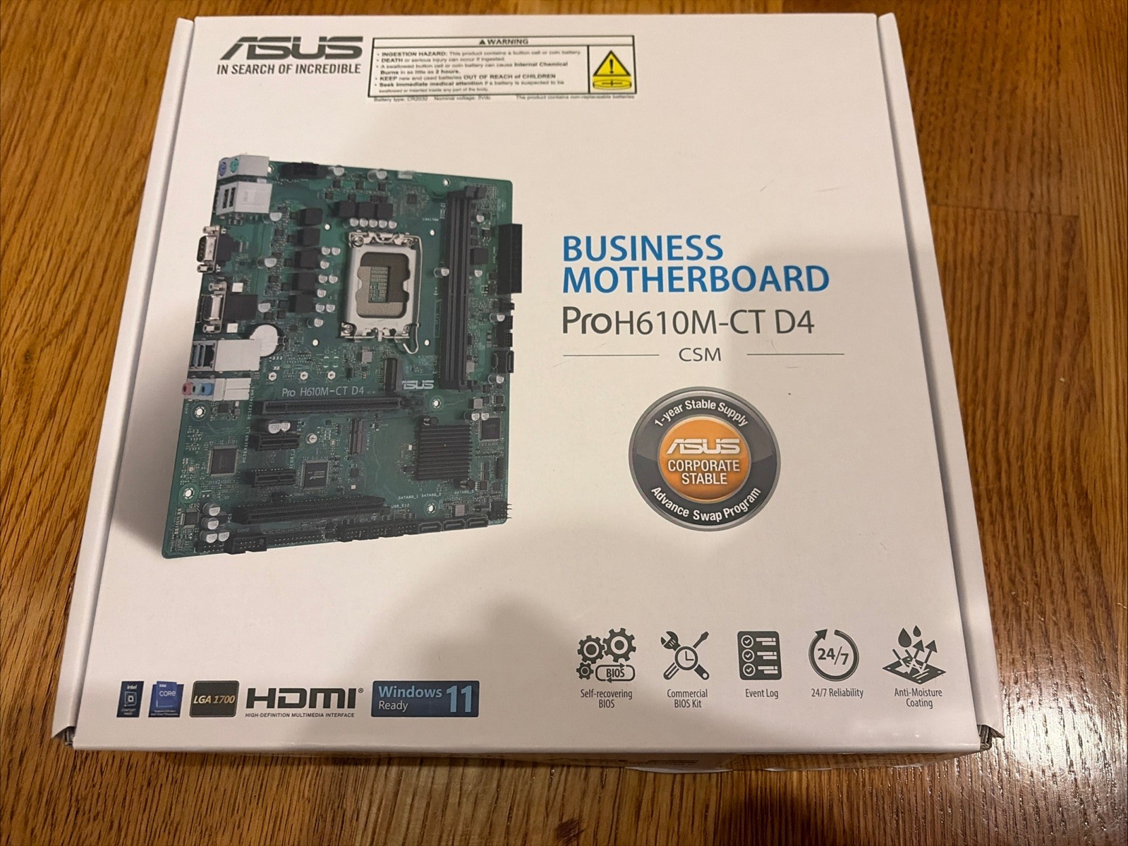Asus Pro H610M-CT D4-CSM Desktop Motherboard Intel H610 Chipset Socket LGA-1700