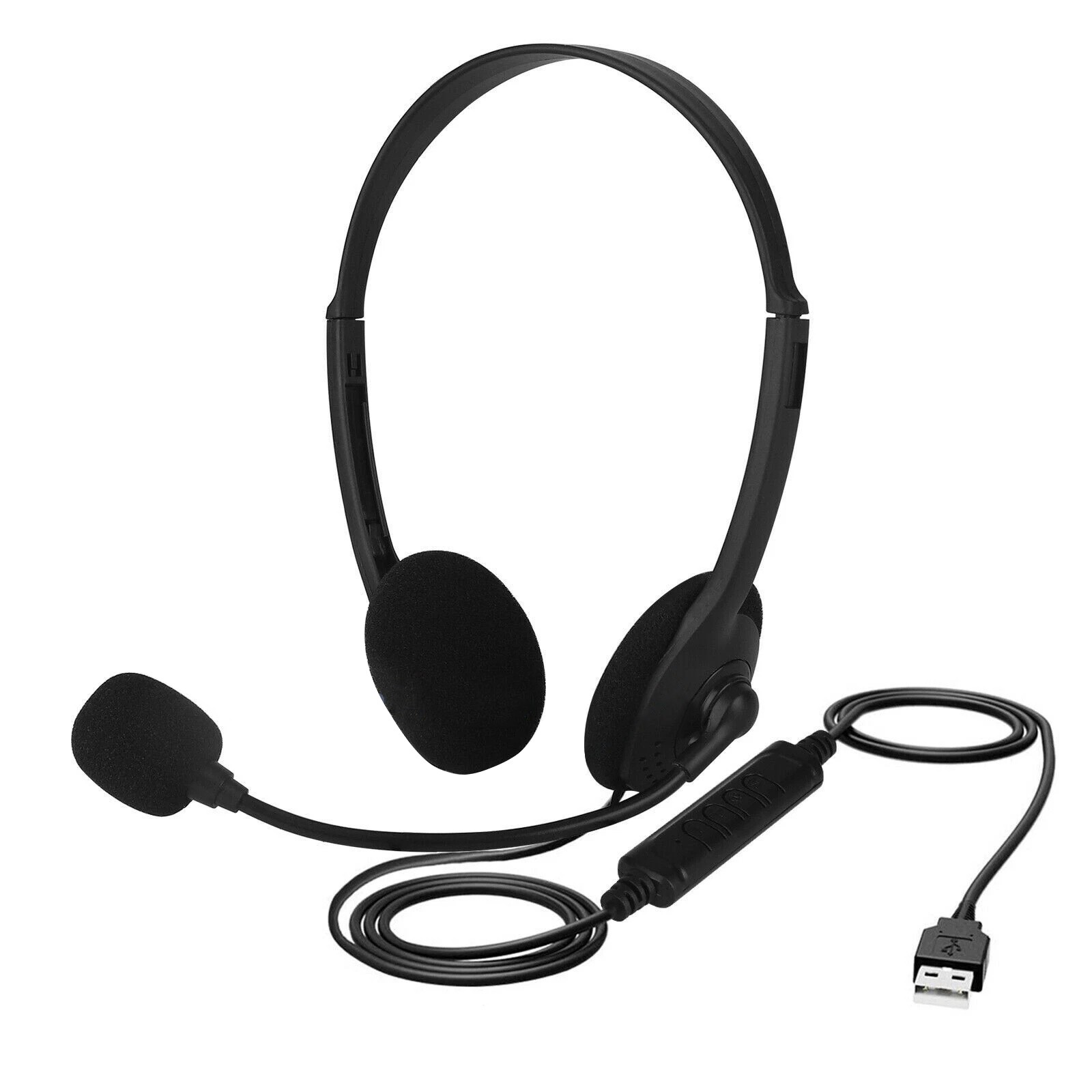 USB Wired Headset With Breathable Earpads For Call Center Staff Phone Use Work