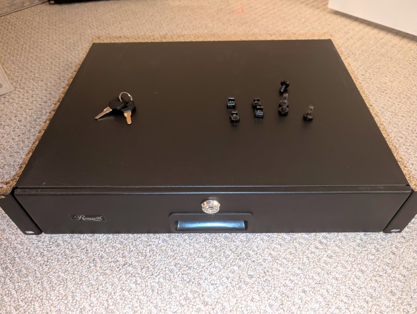 Rosewill Locking 19 in 2U Rack-Mounted Rackmount Drawer w/ Keys & Hardware