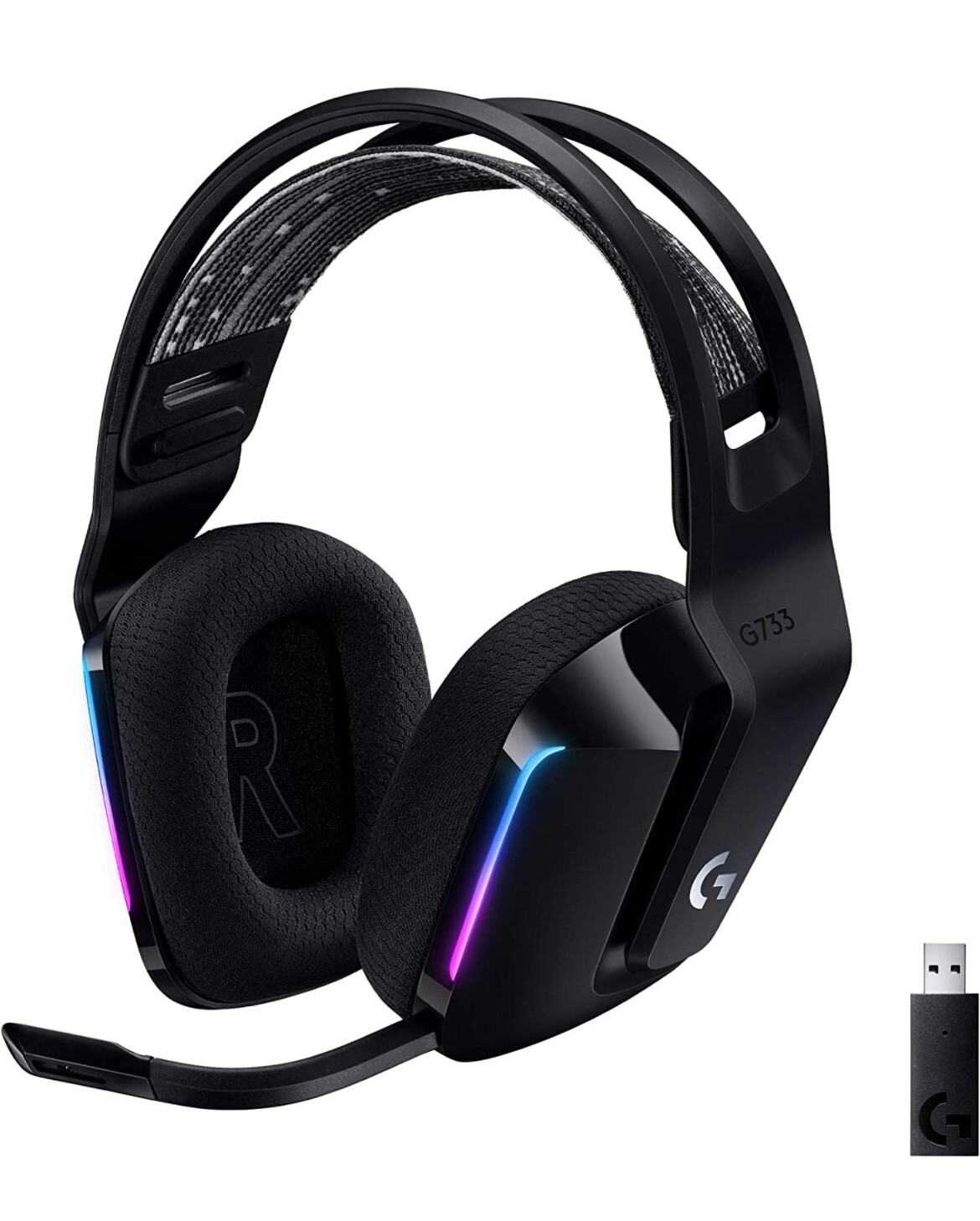 Logitech G733 Lightspeed Wireless Gaming Headset with Suspension Headband, black