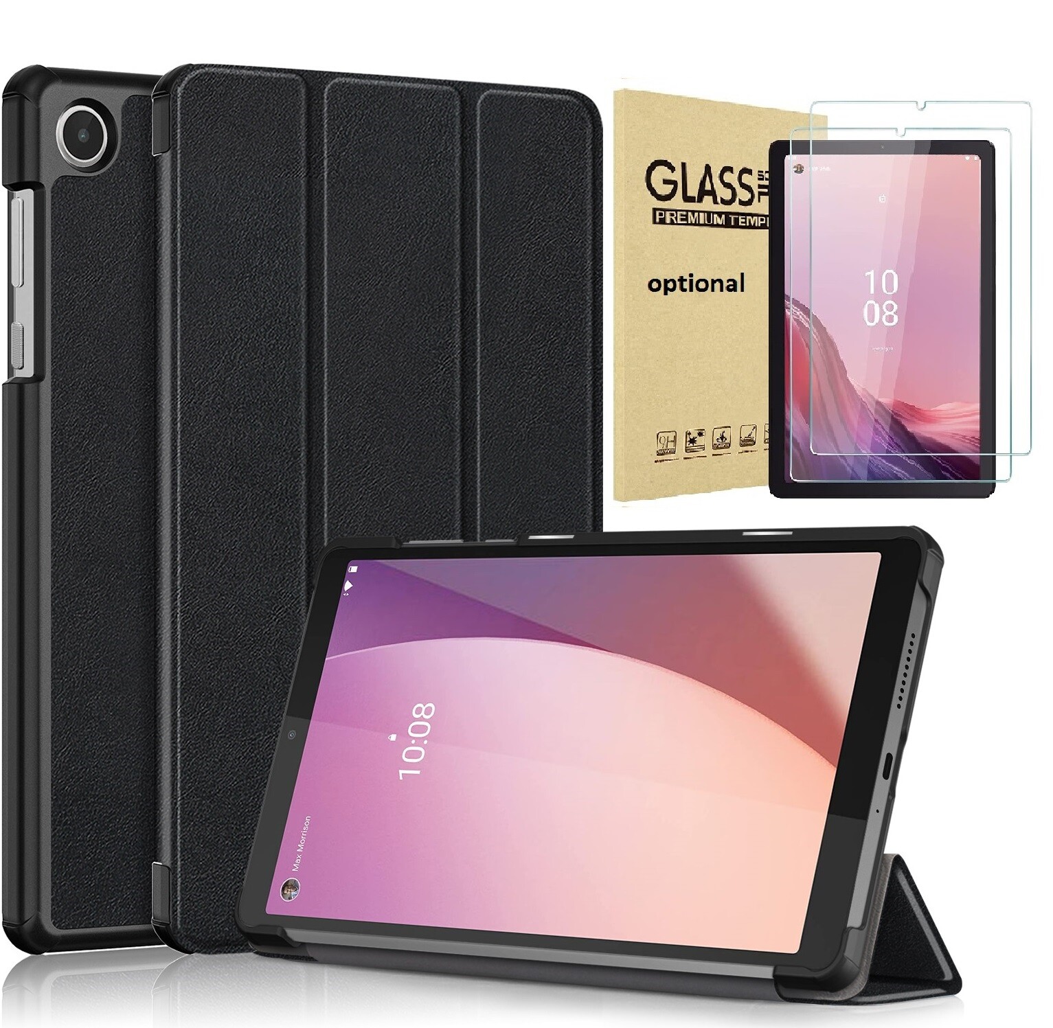 Slim Smart Cover Protective Case for Lenovo Tab M8 Gen 4, 8" Tablet(2023 )/Glass