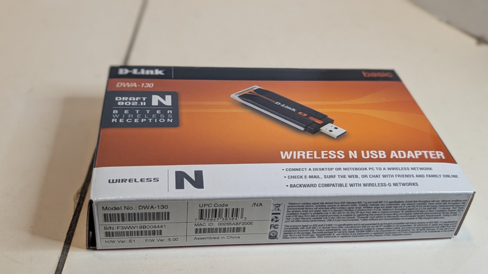 D-Link DWA-130 Wireless N USB Adapter 802.11n WiFi Network Adapter w/ Box