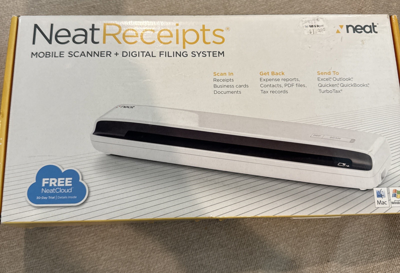 NeatReceipts Mobile Scanner + Digital Filing System N1608 No CD Mac + Windows