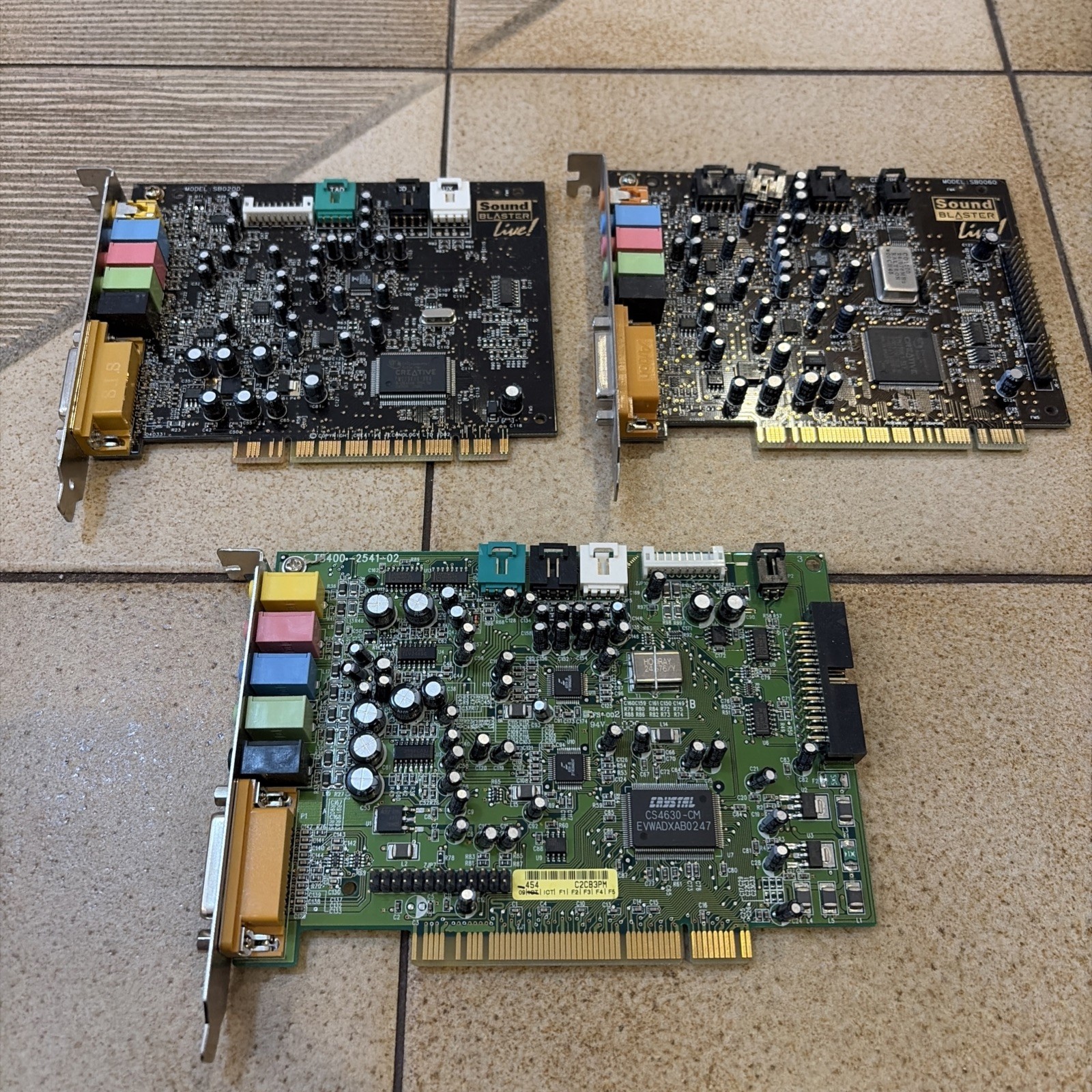 3-Qty PCI Audio Cards, Creative Labs Sound Blaster SB0200 SB0060, Santa Cruz