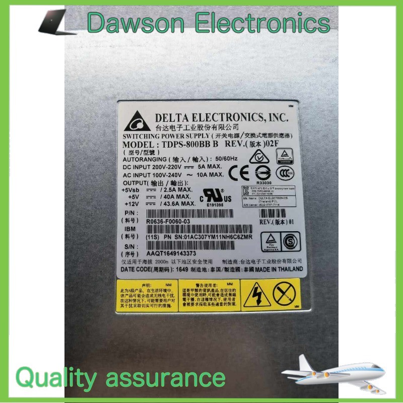 Used 01AC550 01AC307 IBM Delta Electronics TDPS-800BB B 800Watt Power Supply