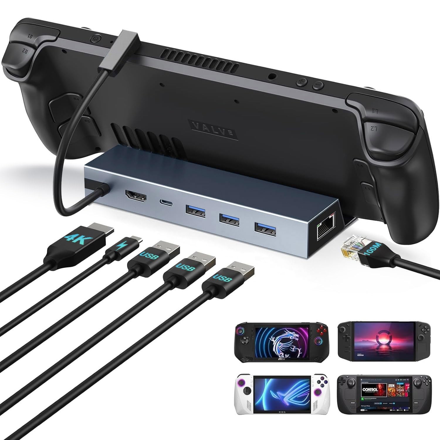 Steam Deck Dock, Docking Station for Steam Deck/ROG Ally/Legion Go/MSI Claw/N...