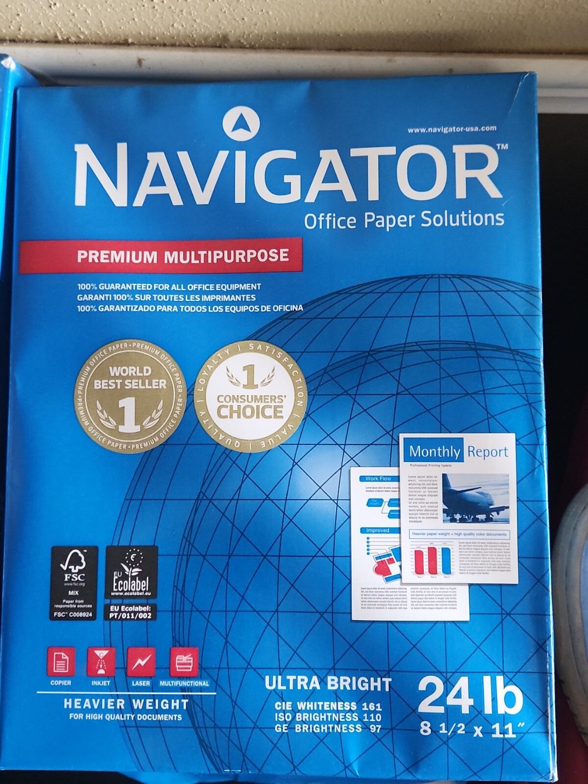 1 x Navigator NMP1124 Copy & Multipurpose Paper - Letter - 8 1/2" x 11" - 24 lb