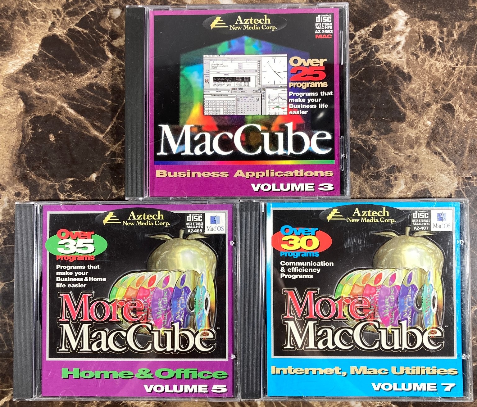 Lot 3 MacCube CD-ROM Apple Macintosh Mac Shareware Aztech New Media Corp 1995-96