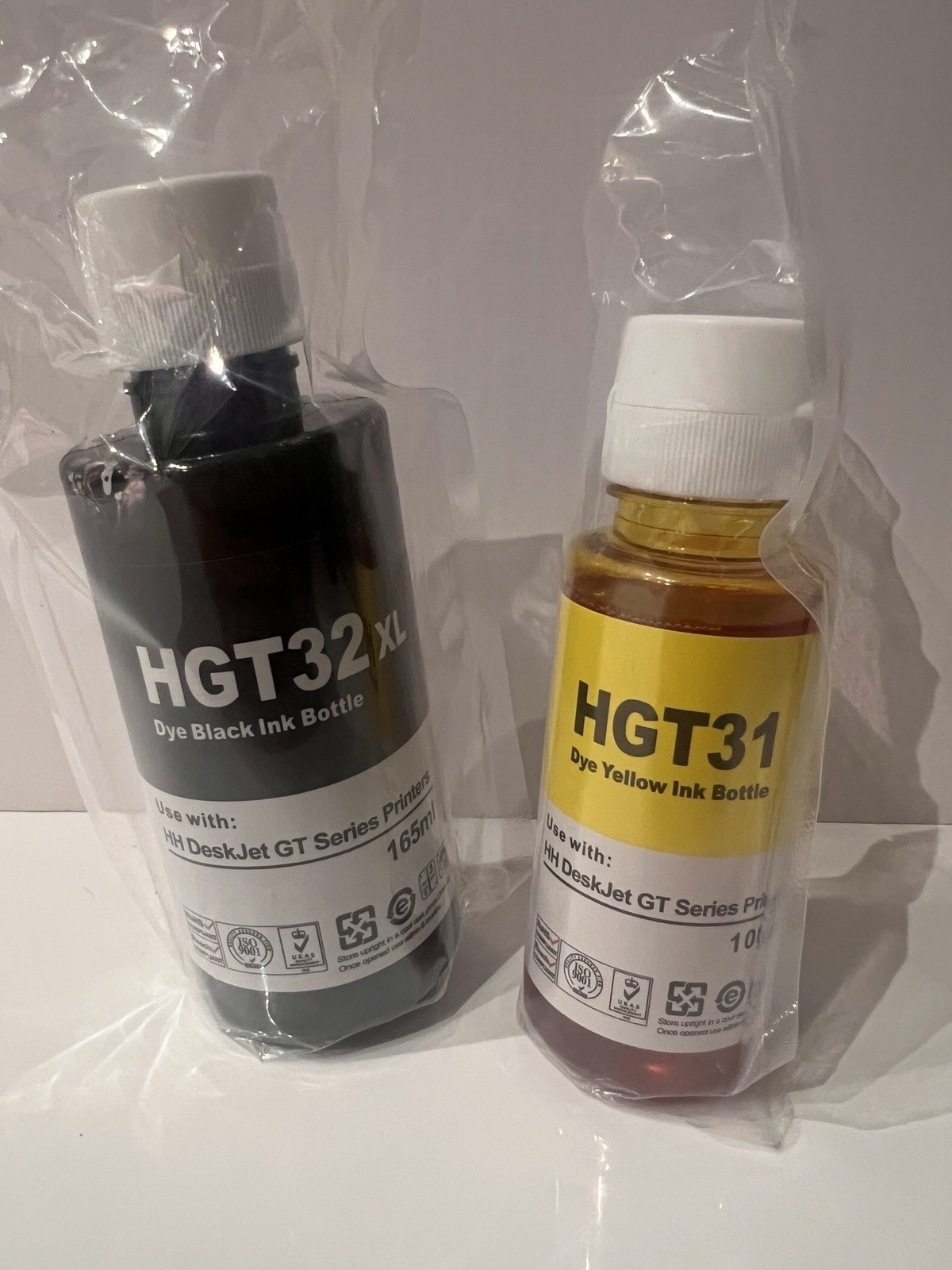 HGT32XL Black Ink 165ml & HGT31 Yellow Ink 100ml New & Sealed