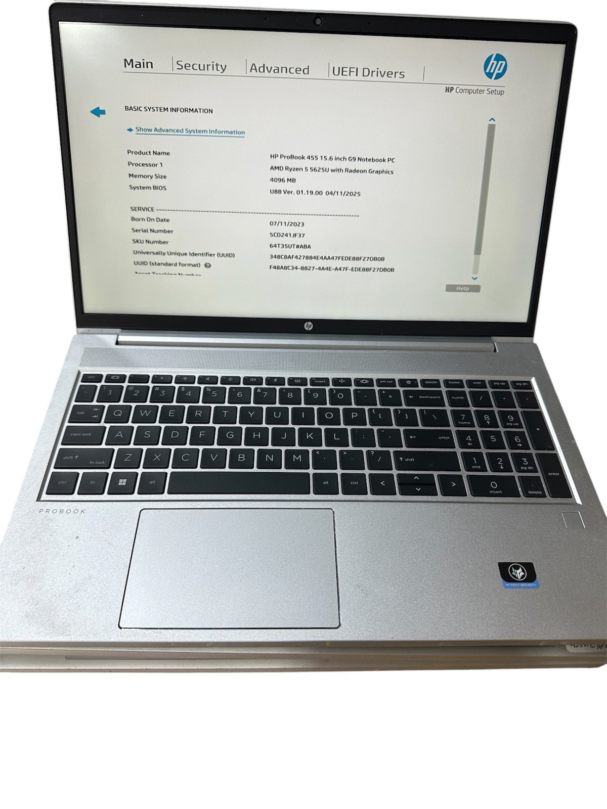 LOT OF 3:  HP PROBOOK 455 G9 15.6" AMD RYZEN 5 5625U - NO RAM SSD AC OS - USED
