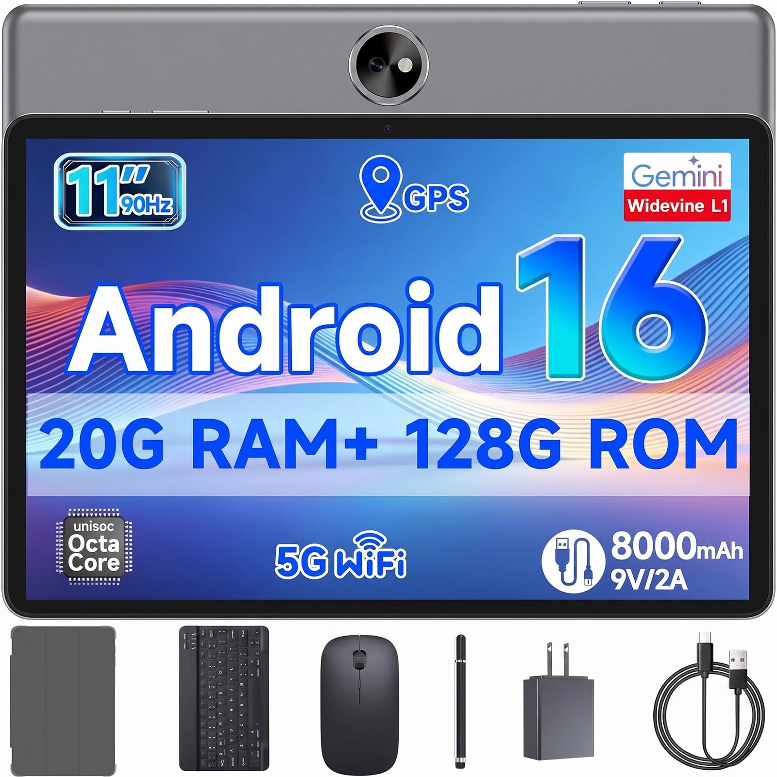 PEICHENG Tablet 11inch Android 16 Octa-core Processor, RAM 20GB(4+14Expand)+R...