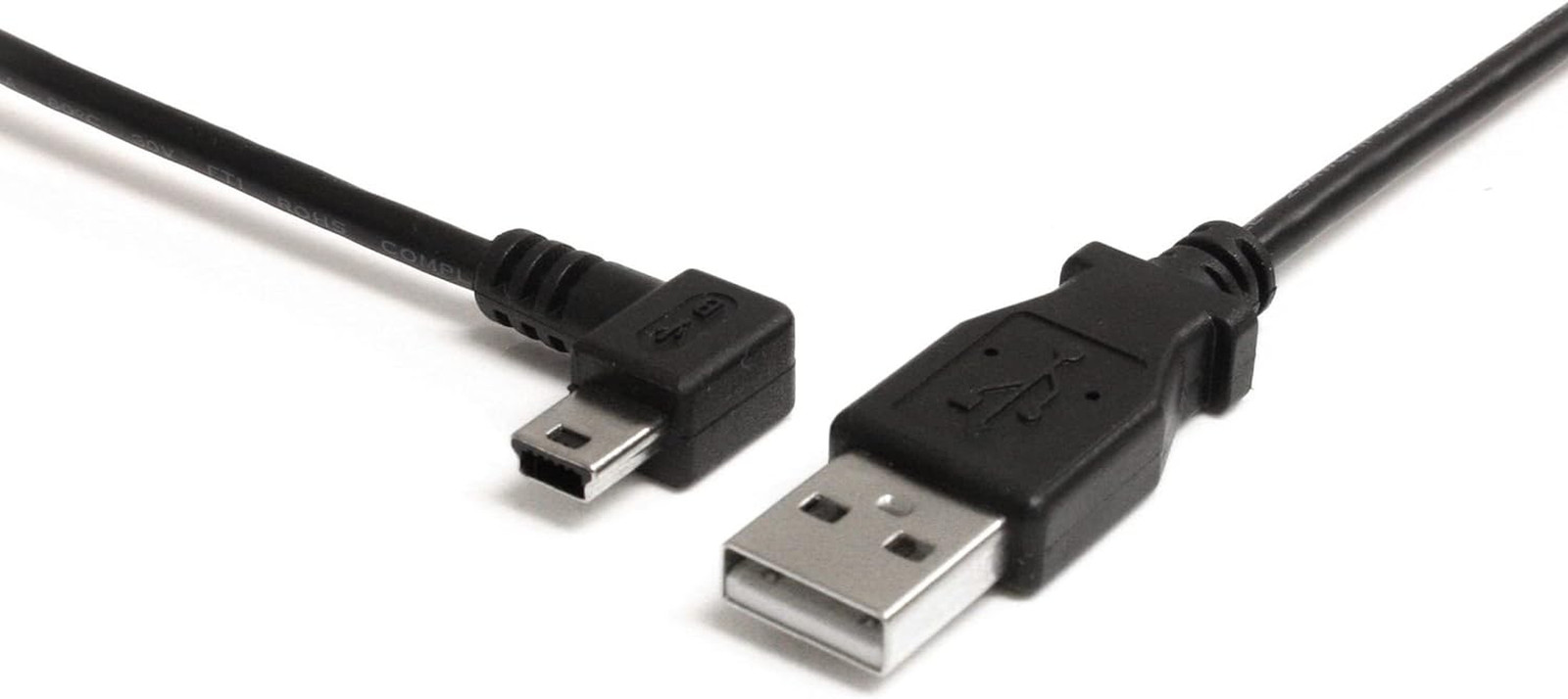 StarTech 6ft Left Angle USB 2.0 A to Mini-B Cable, Black, 480Mbps Speed
