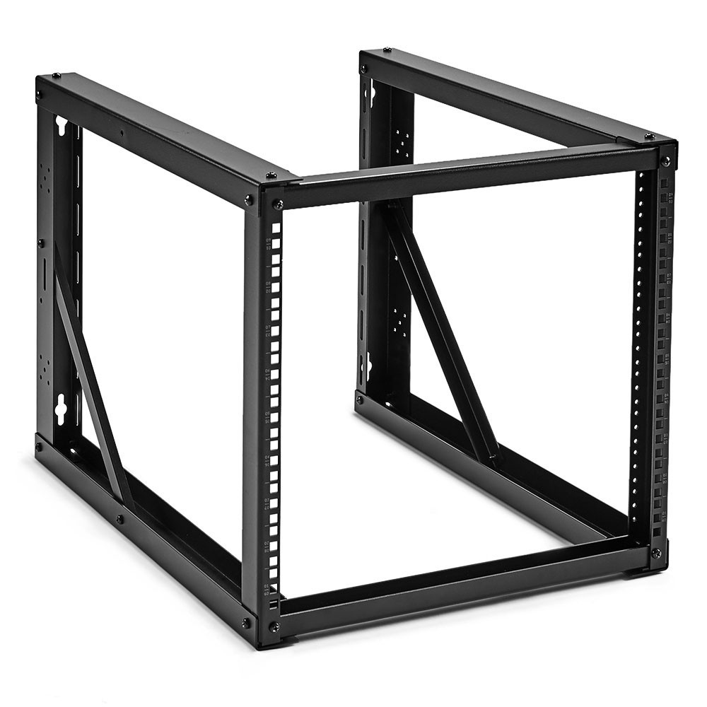 NavePoint 9U Wall-Mount Open Frame Network Rack 24.81 Inch Depth, AV Rack, Black