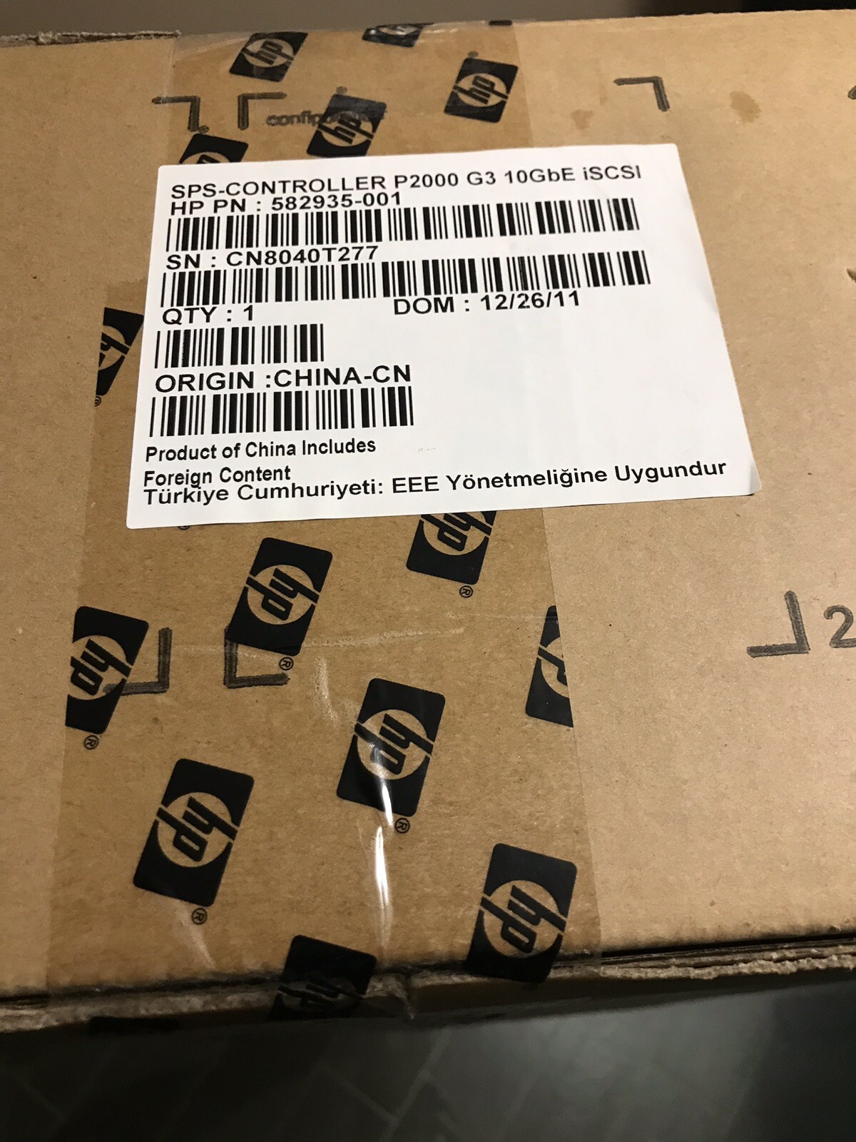 HPE SPS- Controller P2000 G3 10GbE iSCSI, AW595A, AW595B Part # 582935-001