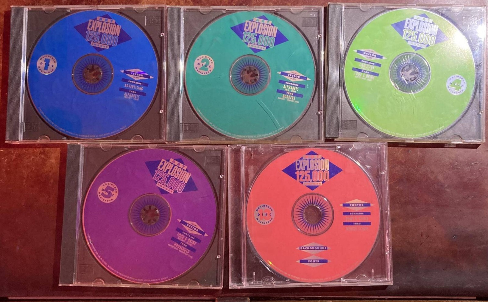 1996 MACINTOSH 5 DISC ART EXPLOSION 125,000 IMAGES LIBRARY CLIP ART CD-ROM