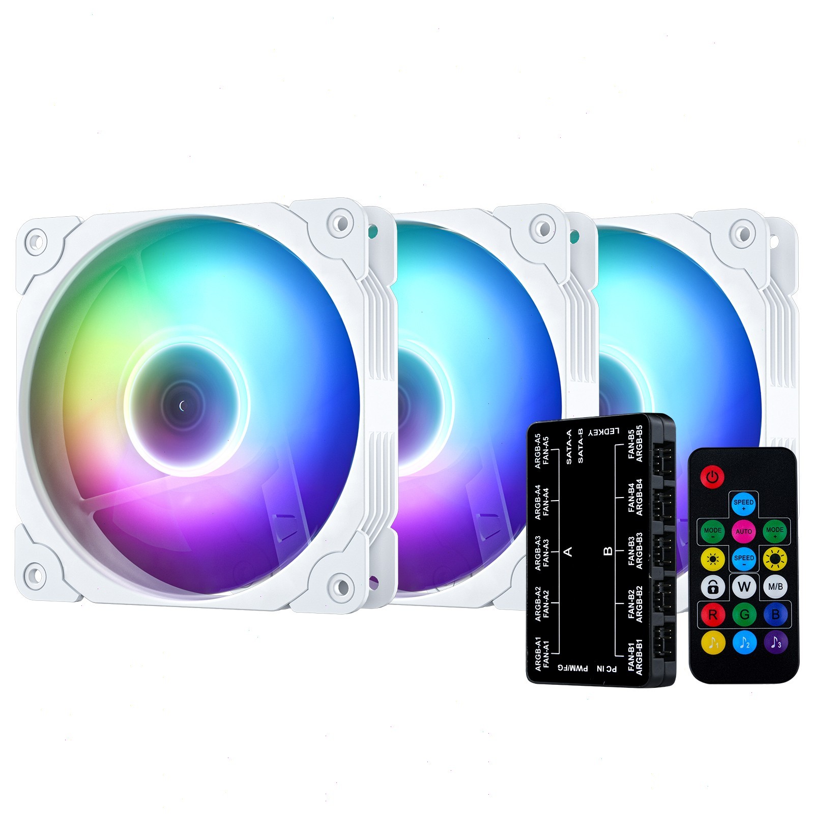 Vetroo 3-Pack White Computer Case Fans 120mm Address RGB & PWM Cooling Fans